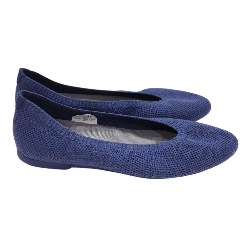 allbirds Women's Navy Blue Knit Ballet Flats
